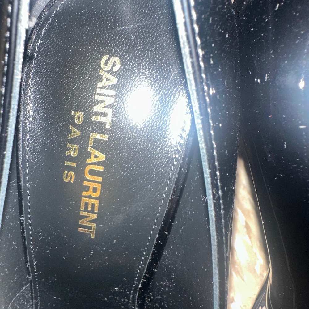 Saint Laurent Patent Leather Chain-Link Heel Pumps — Black — Size IT 40